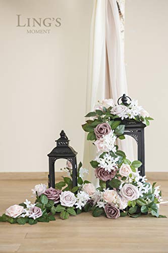 Product: Ling's Moment 6Pack 2ft Artificial Flowers Garland Dusty Rose & Pink Lantern Flower Centerpieces Wedding Aisle Decor Chair Flowers Arch Floral for Signs DIY Table Wall Window Cake Decoration