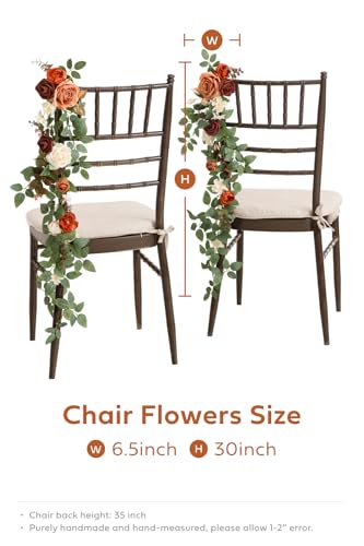 Silky Flower Store Fall Wedding Chair Decorations, Orange Terracotta Artificial Floral Swag, 10pcs Ceremony Aisle Garlands 30 1 1 Product: Ling's Moment Fall Wedding 10pcs Chair Decorations Aisle Floral Swag Artificial Pew Flowers Hanging Garlands Orange Terracotta for Ceremony Reception Church Rose Floral Arrangement Party Outdoor Decor