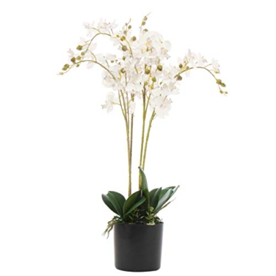 Product: Leaf Design UK Realistic Artificial Orchid Flower Display in Pot, White, 60cm