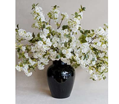Silky Flower Store White Cherry Blossom Faux Stems, Alice Lane Home Collection, Pack of 3, 32.5cm 8 8 Product: White Cherry Blossom Stems – Pack of 3 – by Alice Lane Home Collection – Luxurious Vibrant Flowers – Faux Stems – Wedding, Home Décor