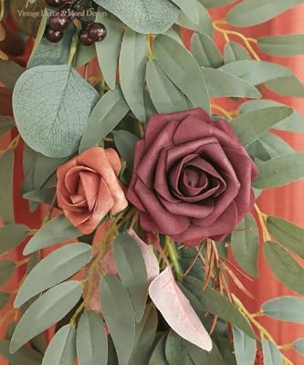 Silky Flower Store Artificial Eucalyptus Garland with Flowers, Burnt Orange Terracotta Faux Floral Table Runner, 6ft 11 11 Product: Floroom 6ft Artificial Eucalyptus Garland with Flowers Fake Greenery Burnt Orange Faux Floral Vine Garland for Table Decor Wedding Centerpieces Bridal Shower Party Decorations, Terracotta