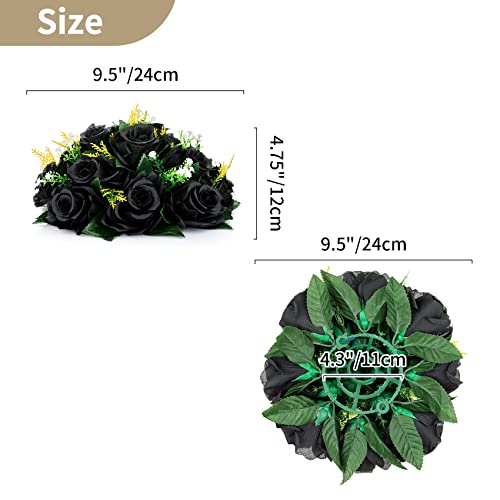 Silky Flower Store Artificial Black Roses Bouquet, Black Hydrangea Faux Flowers, 6 Pcs, 15 Heads, Decorative Base, 20cm 3 3 Product: NUPTIO Black Roses Artificial Flowers Pcs of 6 Fake Flower Bouquet Black Hydrangea Flowers Artificial, 15 Heads Fake Roses with Base, Real Looking Black Artificial Flowers (Black)