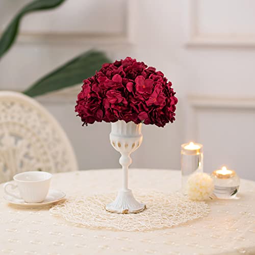 Product: BLOSMON Hydrangea Artificial Flowers Ball Centerpieces 10 Pcs Burgundy Fake Flowers Silk Hydrangea Flower Balls Faux Hydrangeas Floral Arrangements Bouquet for Wedding Home Room Table Decoration