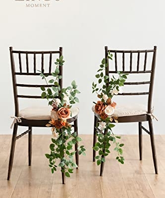 Silky Flower Store Fall Wedding Chair Decorations, Aisle Pew Swag Artificial Flowers, Sunset Terracotta Orange Rose Greenery, 8 Pack 32.5cm 12 12 Product: Ling's Moment 8 Fall Wedding Chair Decorations Aisle Pew Church Artificial Flowers Greenery Swag Sunset Terracotta Orange Bench Ceremony Reception Floral Rose Arrangements Party Outdoor Decorations