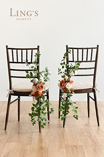 Silky Flower Store Fall Wedding Chair Decorations, Aisle Pew Swag Artificial Flowers, Sunset Terracotta Orange Rose Greenery, 8 Pack 32.5cm 5 5 Product: Ling's Moment 8 Fall Wedding Chair Decorations Aisle Pew Church Artificial Flowers Greenery Swag Sunset Terracotta Orange Bench Ceremony Reception Floral Rose Arrangements Party Outdoor Decorations