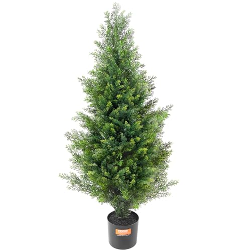 Silky Flower Store Artificial Cedar Topiary Tree, UV Rated Faux Evergreen Home Decor, Indoor Outdoor, 36 in, 2 Pieces 3 3 Product: VEVOR Artificial Cedar Topiary Tree, 36 inch Tall (2 Pieces), with Extra Leaves & Pot Faux Evergreen Fake Pine Cypress Trees Plant, UV Rated Artificial Greenery Set for Home Decor Indoor/Outdoor
