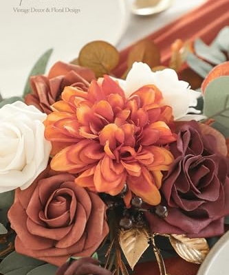 Silky Flower Store Artificial Eucalyptus Garland with Flowers, Burnt Orange Terracotta Faux Floral Table Runner, 6ft 10 10 Product: Floroom 6ft Artificial Eucalyptus Garland with Flowers Fake Greenery Burnt Orange Faux Floral Vine Garland for Table Decor Wedding Centerpieces Bridal Shower Party Decorations, Terracotta