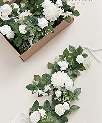 Silky Flower Store Artificial White Flower Garland, Wedding Aisle Chair Arch Mantel Decor, 6 Pack 2ft, 12ft Extended 2ft 10 10 Product: Ling's Moment 6Pack 2ft Artificial Flowers Garland White Lantern Flower Centerpieces Wedding Aisle Decor Chair Flowers Arch Floral for Mantel Signs DIY Table Wall Window Cake Decoration