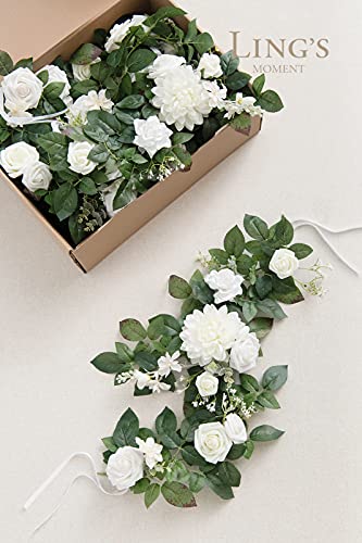 Silky Flower Store Artificial White Flower Garland, Wedding Aisle Chair Arch Mantel Decor, 6 Pack 2ft, 12ft Extended 2ft 4 4 Product: Ling's Moment 6Pack 2ft Artificial Flowers Garland White Lantern Flower Centerpieces Wedding Aisle Decor Chair Flowers Arch Floral for Mantel Signs DIY Table Wall Window Cake Decoration