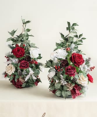 Silky Flower Store Fall Artificial Flower Arrangements, Red Sparkle Arch Decorations, Wedding Ceremony Aisle Decor, 22in Tall 7 7 Product: Ling's Moment 22" Tall Fall Free Standing Artificial Flowers Arrangements 2pcs Wedding Aisle Runner Chair Decorations Christmas Red Sparkle Arch Entryway Ceremony Reception Church Rose Floral Party
