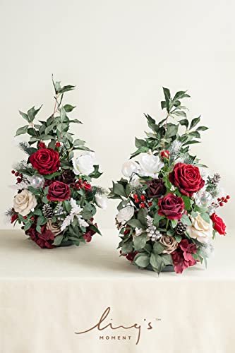 Silky Flower Store Fall Artificial Flower Arrangements, Red Sparkle Arch Decorations, Wedding Ceremony Aisle Decor, 22in Tall 3 3 Product: Ling's Moment 22" Tall Fall Free Standing Artificial Flowers Arrangements 2pcs Wedding Aisle Runner Chair Decorations Christmas Red Sparkle Arch Entryway Ceremony Reception Church Rose Floral Party