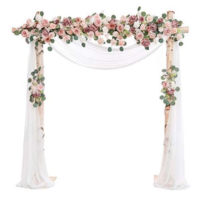 Product: Ling's Moment Artificial Flower Arch Decor with Sheer Drape (Set of 3) for Wedding Ceremony Aobor and Reception Backdrop Floral Arrangement Decor