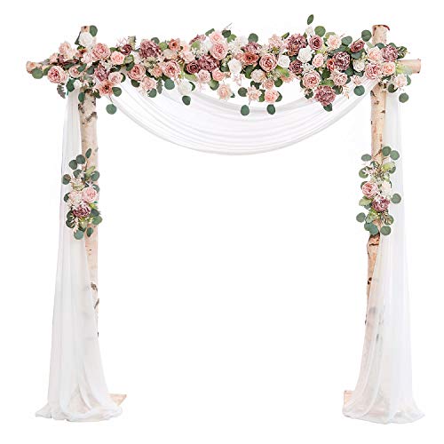 Product: Ling's Moment Artificial Flower Arch Decor with Sheer Drape (Set of 3) for Wedding Ceremony Aobor and Reception Backdrop Floral Arrangement Decor