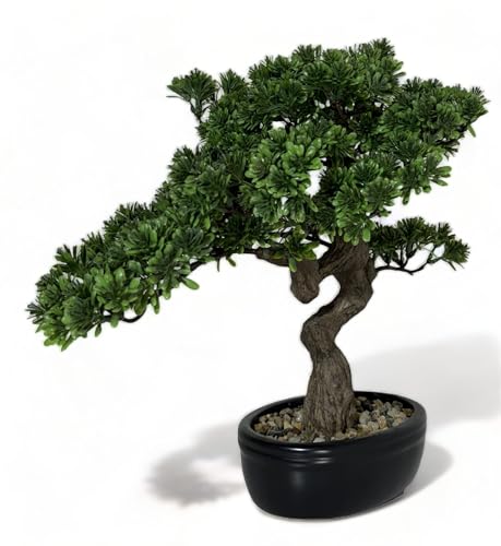 Product: Permaplants Artificial Bonsai Tree 16" Tall with Realistic Wood and Ceramic Pot Fake Plants Juniper Pine Zen Faux Plants for Home Bedroom Office Bathroom Japanese Decor