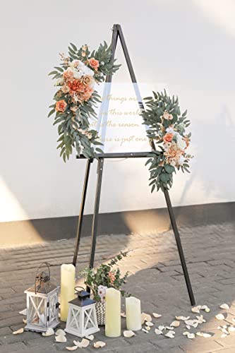 Product: Serra Flora Wedding Arch Flowers Swags Kit (Pack of 2) for DIY Artificial Peony Greenery Arrangements Party Welcome Ceremony Sign and Reception Backdrop Floral Decoration (White Orange)