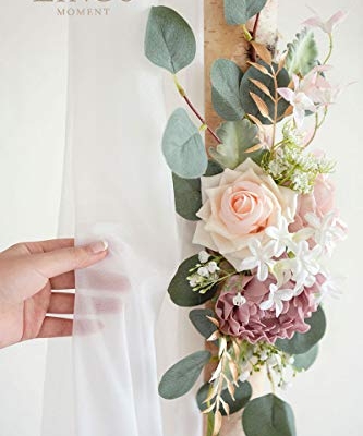 Product: Ling's Moment Artificial Flower Arch Decor with Sheer Drape (Set of 3) for Wedding Ceremony Aobor and Reception Backdrop Floral Arrangement Decor