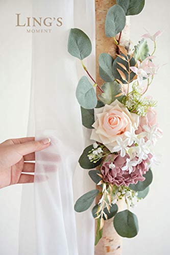 Product: Ling's Moment Artificial Flower Arch Decor with Sheer Drape (Set of 3) for Wedding Ceremony Aobor and Reception Backdrop Floral Arrangement Decor