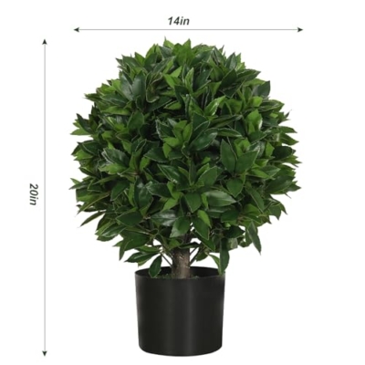 Product: Gonuien 20" Outdoor Evergreens in Outdoor Artificial Shrub Potted Plant Plant for Indoor Porch of Home and Office 2 Pieces a Set Topiary Trees Faux Boxwood