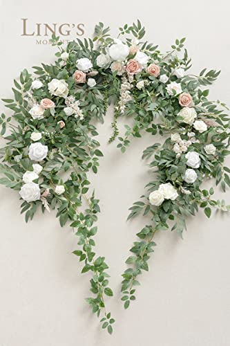 Silky Flower Store Artificial Wedding Arch Floral Garland Sage Green White Eucalyptus Rose, 6.5FT 5 5 Product: Ling's Moment Backdrop Floral Garland 6.5FT Artificial Wedding Arch Flowers Sage Green Decor, White Ceremony Reception Hanging Eucalyptus Rose Arbor Arrangement Outdoor Party Swag Home Decorations