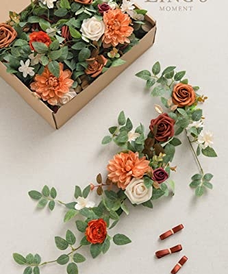 Silky Flower Store Artificial Flowers Garland, Terracotta Lantern Burnt Orange Wedding Decor, 6Pack 1.8ft, 10.8ft 1.8ft 8 8 Product: Ling's Moment 6Pack 1.8ft Artificial Flowers Garland Terracotta Lantern Flower Centerpieces Burnt Orange Wedding Aisle Decor Chair Flowers Arch Floral for Mantel Signs DIY Table Window Cake Decoration