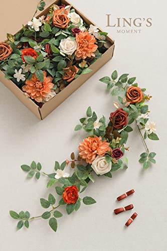 Silky Flower Store Artificial Flowers Garland, Terracotta Lantern Burnt Orange Wedding Decor, 6Pack 1.8ft, 10.8ft 1.8ft 3 3 Product: Ling's Moment 6Pack 1.8ft Artificial Flowers Garland Terracotta Lantern Flower Centerpieces Burnt Orange Wedding Aisle Decor Chair Flowers Arch Floral for Mantel Signs DIY Table Window Cake Decoration