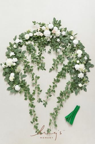 Silky Flower Store Artificial Wedding Arch Flowers White Sage Eucalyptus Rose Garland, 6.5FT Garden Arch Decor, 6.5FT 5 5 Product: Ling's Moment 6.5FT Artificial Wedding Arch Flowers, Backdrop Floral Garland, White Sage Ceremony Reception Hanging Eucalyptus Rose Arbor Arrangement Outdoor Party Swag Home Decorations