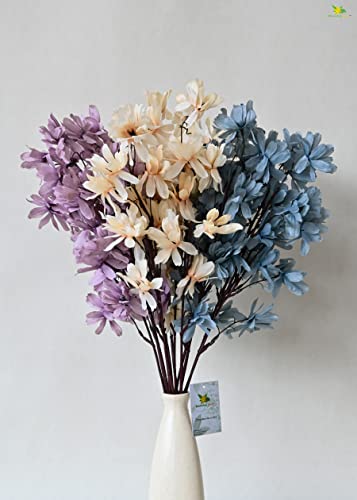 Blooming Floret Artificial Magnolia Kobus Natural Looking Flower Bunch for Home and Office Décor/Gift (Off White + Blue + Purple), Artificial Flora - Artificial Flower Arrangements Product: Blooming Floret Artificial Magnolia Kobus Natural Looking Flower Bunch for Home and Office Décor/Gift (Off White + Blue + Purple), Artificial Flora