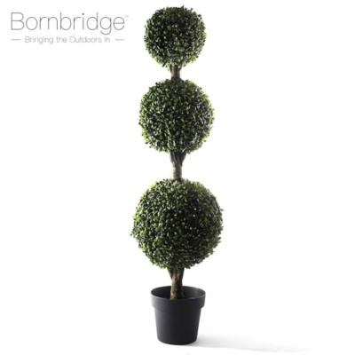 Silky Flower Store Artificial Boxwood Ball Tree, UV Resistant Outdoor Topiary Plant, Lifelike Patio Porch Decor, 4 ft 10 10 Product: Bornbridge 4' Boxwood Ball Tree - Lifelike Artificial Outdoor Plant, UV Resistant, No Water Required, Can Be Planted in Ground or Used as Patio Decor