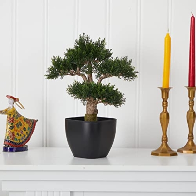 Product: Nearly Natural 4966 Cedar Bonsai Artificial Tree, 15-Inch, Green
