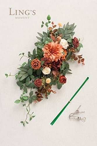 Silky Flower Store Artificial Wedding Floral Swag, Terracotta Orange Rose Garland, Welcome Sign Backdrop Decor, 20x10 in 4 4 Product: Ling's Moment Fall Wedding Floral Swag Welcome Sign Artificial Flowers Backdrop Garland Terracotta Orange For Ceremony Reception Wall Easel Home Decoration Entryway Faux Outdoor Board Head Table Decor