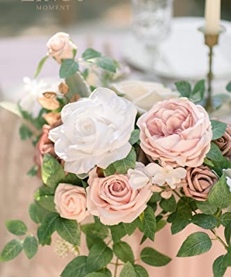 Product: Ling's Moment 2pcs Dusty Rose Artificial Flower Garland Floral Swags Centerpieces Blush Wedding Arch Flower Greenery Arrangements for Sweetheart Table Wall Window Home Garden Outdoor Decor