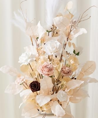 Silky Flower Store Artificial Wedding Arch Flowers White Beige, 41 Inch Tall Free Standing Floral Arrangement, Faux Ceremony Decor 41 Inch Tall 9 9 Product: Ling's Moment Christmas Decor, 41" Tall Fall Free Standing Artificial Flowers Arrangements 2pcs Wedding Arch Altar Stage Decorations White Beige for Ceremony Reception Rose Fake Floral Party