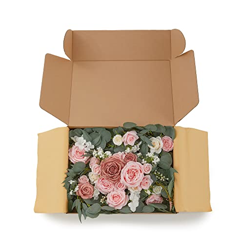 Silky Flower Store Artificial Eucalyptus Garland with Flowers, Burgundy Blush Wedding Decor, 9FT 6 6 Product: OnlyBloom 9FT Eucalyptus Garland with Flowers, Artificial Flowers Garland Table Runner Decor Arch Backdrop Head Table Decorations for Wedding Sweetheart Table Centerpieces(Burgundy & Blush)