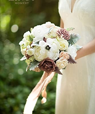 Product: Ling's Moment Dusty Rose Bridal Bouquet for Bride, Blush Pink Wedding Bouquets for Bride, 13 Inch Silk Round Artificial Wedding Flowers Bouquets