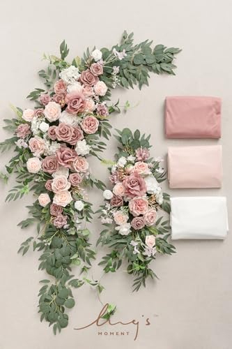 Silky Flower Store Wedding Arch Flowers with Sheer Drapes Kit, Artificial Pink White Floral Arrangements, 5 Piece Set, 32.5cm 4 4 Product: Ling's Moment Deluxe Wedding Arch Flowers with Sheer Drapes Kit - Artificial Pink and White Floral Arrangements for Ceremony Backdrop, Arbor Decor, 5-Piece Set (2 Flower Stems + 3 Hanging Drapes)