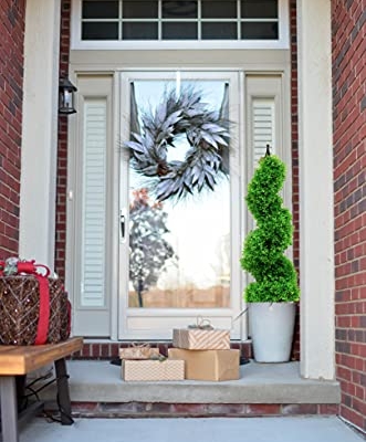Product: Artificial Topiary Tree Set of 2 Boxwood Spiral topiaries Trees 35 inch/2.95 ft Faux Topiary Trees Artificial Topiaries Trees