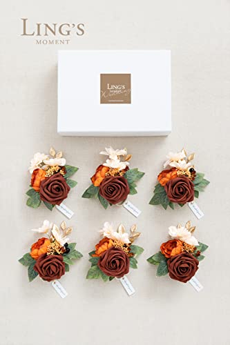 Silky Flower Store Artificial Wedding Wrist Corsage, Burnt Orange Terracotta Faux Flowers, Bridal Prom Homecoming Wristlet, 4.75in 6pcs 4 4 Product: Ling's Moment 6pcs Wedding Wrist Corsage Artificial Flowers, Girl/Mother Homecoming Prom Corsages Wristlet Décor, etc. Burnt Orange Terracotta