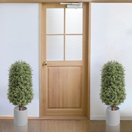 Product: momoplant Artificial Topiary Boxwood Tree 35Inch - 3 ' -2 Pack Faux Shrub Fake Trees Home Decor for Indoor/OutdoorArtificial Greenery Set