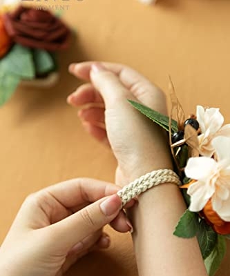 Silky Flower Store Artificial Wedding Wrist Corsage, Burnt Orange Terracotta Faux Flowers, Bridal Prom Homecoming Wristlet, 4.75in 6pcs 8 8 Product: Ling's Moment 6pcs Wedding Wrist Corsage Artificial Flowers, Girl/Mother Homecoming Prom Corsages Wristlet Décor, etc. Burnt Orange Terracotta