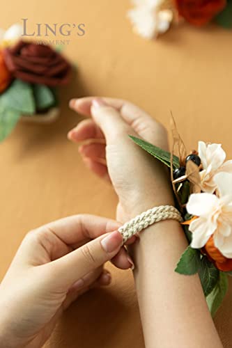 Silky Flower Store Artificial Wedding Wrist Corsage, Burnt Orange Terracotta Faux Flowers, Bridal Prom Homecoming Wristlet, 4.75in 6pcs 3 3 Product: Ling's Moment 6pcs Wedding Wrist Corsage Artificial Flowers, Girl/Mother Homecoming Prom Corsages Wristlet Décor, etc. Burnt Orange Terracotta