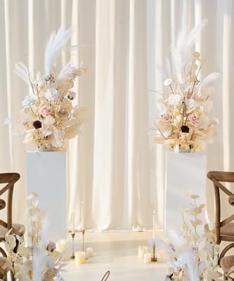Silky Flower Store Artificial Wedding Arch Flowers White Beige, 41 Inch Tall Free Standing Floral Arrangement, Faux Ceremony Decor 41 Inch Tall 7 7 Product: Ling's Moment Christmas Decor, 41" Tall Fall Free Standing Artificial Flowers Arrangements 2pcs Wedding Arch Altar Stage Decorations White Beige for Ceremony Reception Rose Fake Floral Party