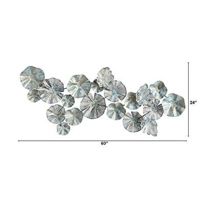 Silky Flower Store Coastal Floral Metal Wall Art Decor, Silver Blue Brown, 5ft x 2ft 4 4 Product: Nearly Natural 5ft. x 2ft. Coastal Floral Metal Montage Wall Art Decor,Silver