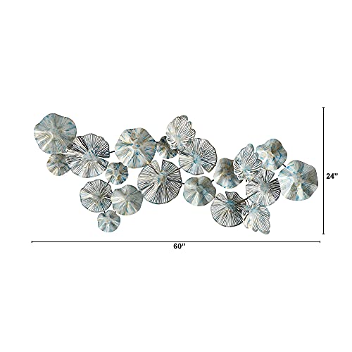 Silky Flower Store Coastal Floral Metal Wall Art Decor, Silver Blue Brown, 5ft x 2ft 1 1 Product: Nearly Natural 5ft. x 2ft. Coastal Floral Metal Montage Wall Art Decor,Silver