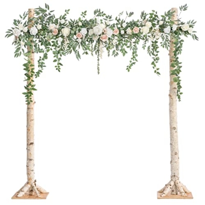 Product: Ling's Moment Backdrop Floral Garland 6.5FT Artificial Wedding Arch Flowers Sage Green Decor, White Ceremony Reception Hanging Eucalyptus Rose Arbor Arrangement Outdoor Party Swag Home Decorations