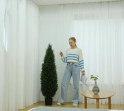 Product: 5.2FT (63") Artificial Cedar Outdoor Artificial Shrub UV Resistant Foliage Potted Home Office Various Interior Porch Plants Artificial Outdoor Trimmed Topiary Trees