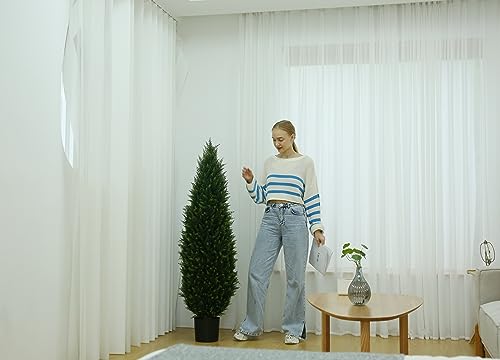 Product: 5.2FT (63") Artificial Cedar Outdoor Artificial Shrub UV Resistant Foliage Potted Home Office Various Interior Porch Plants Artificial Outdoor Trimmed Topiary Trees