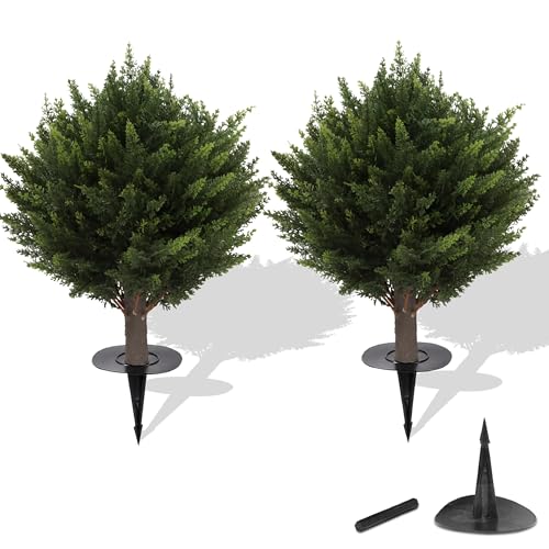 Product: AUMMOOH 15.7 inch Height Set of Two Artificial Cypress Topiary – Breathe Life & Lushness into Any Space – Lifelike – UV-Resistant Great for Indoors & Outdoor - Easy to Install – Fade-Proof