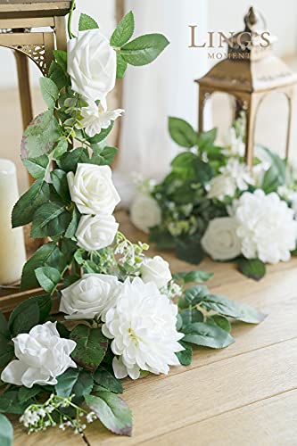 Silky Flower Store Artificial White Flower Garland, Wedding Aisle Chair Arch Mantel Decor, 6 Pack 2ft, 12ft Extended 2ft 3 3 Product: Ling's Moment 6Pack 2ft Artificial Flowers Garland White Lantern Flower Centerpieces Wedding Aisle Decor Chair Flowers Arch Floral for Mantel Signs DIY Table Wall Window Cake Decoration