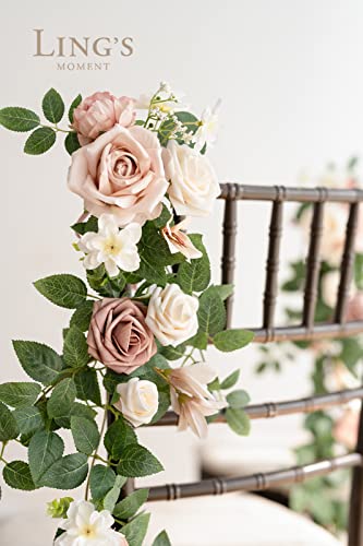 Silky Flower Store Pink Blush Cream Wedding Chair Floral Swag, 10pc Aisle Decorations, Faux Ceremony Chair Ribbons, 32.5cm 2 2 Product: Ling's Moment 10pcs Wedding Chair Decorations Aisle Floral Swag Artificial Pew Flowers Hanging Garland Pink Blush & Cream For Ceremony Reception Church Rose Floral Faux Arrangement Party Outdoor Decor