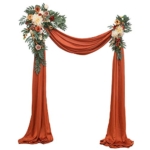 Product: Ling's Moment Fall Hanging Wedding Arch Flowers Kit (Pack of 4) 2pcs Arbor Artificial Flower Arrangement, 2 Drapes, Ceremony Rose Backdrop, Brunt Orange Terracotta Floral Party Autumn Outdoor Decor